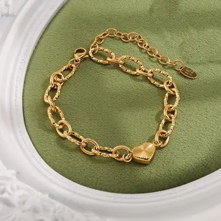 Chunky Gold Heart Bracelet