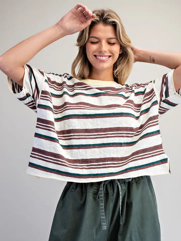 Kenzie Boxy Tee in Forest Green