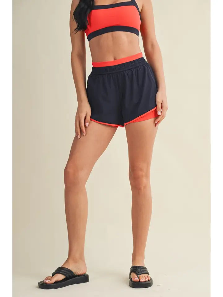 Double Layered Shorts in Navy