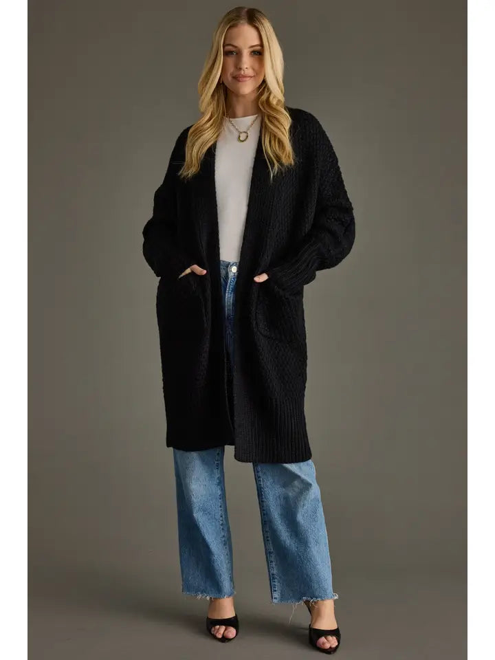 Chunky Knit Cardigan in Black