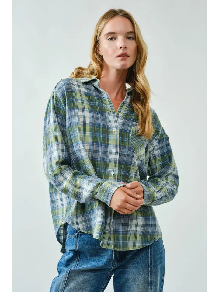 Hanlee Plaid Top in Green