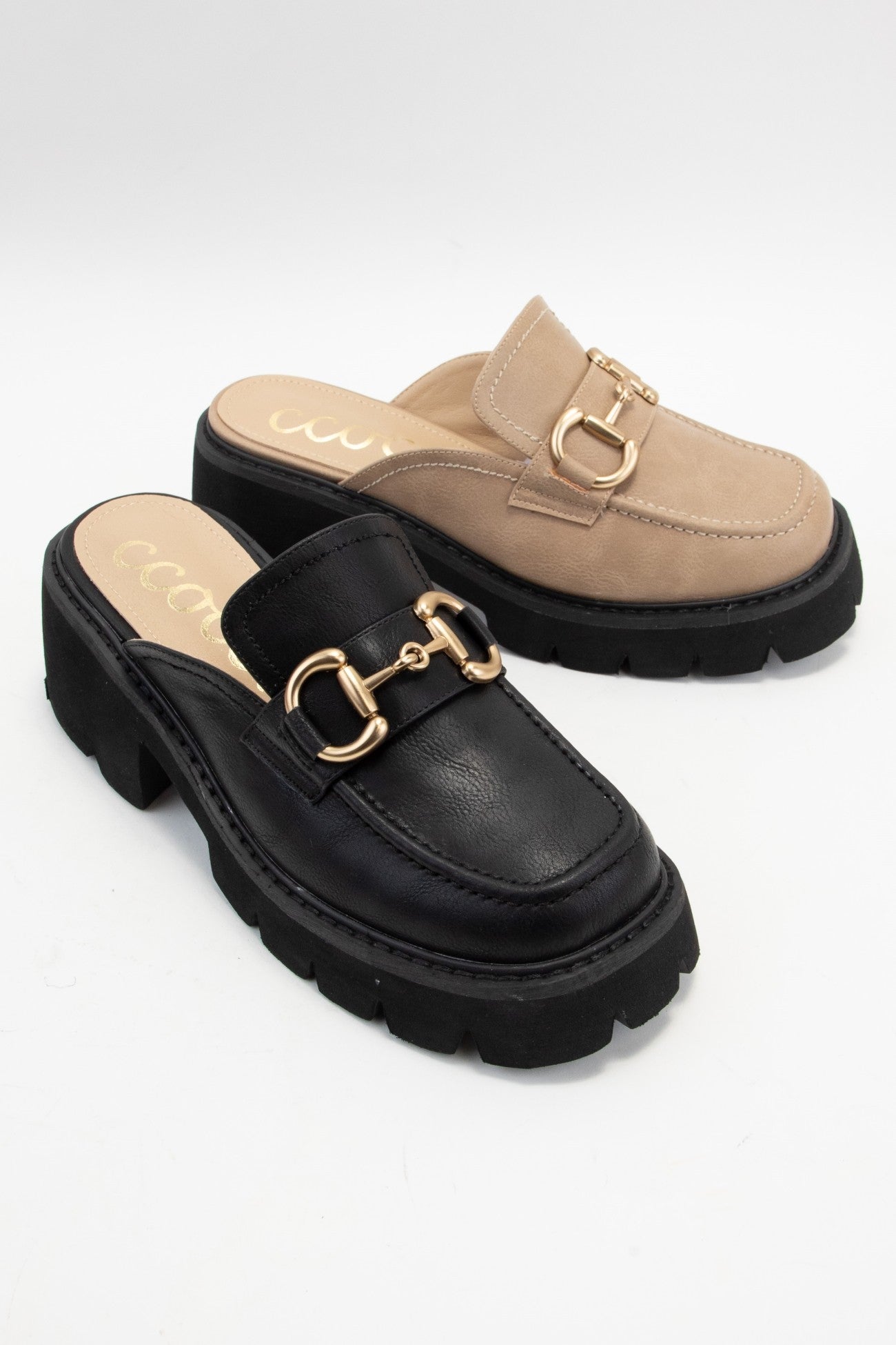 Chunky Platform Mules in Black