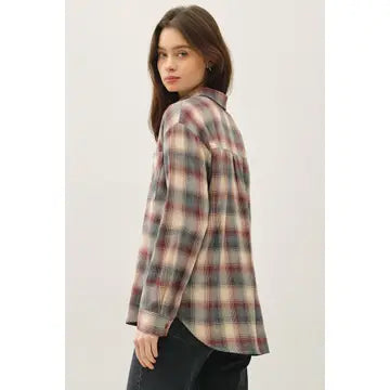 Hanlee Plaid Top in Mocha