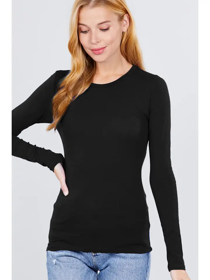 Basic Long Sleeve Top in Black