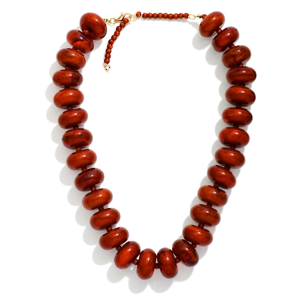 Chunky Beaded Necklace in Rust