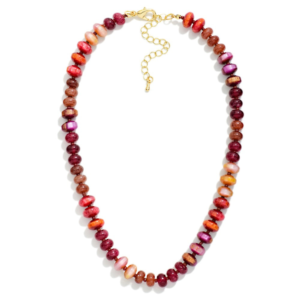 Beaded Glass Necklace in Burgundy