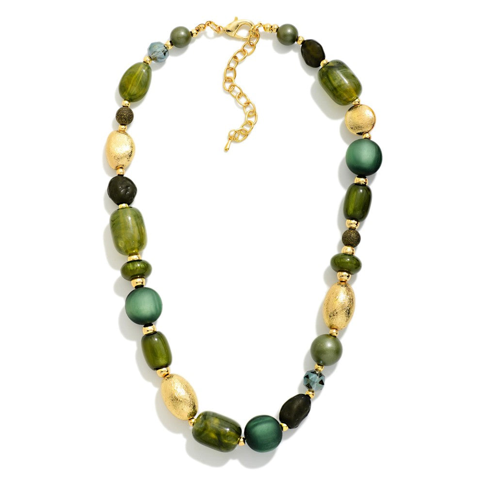 Chunky Mixed Bead Necklace in Green