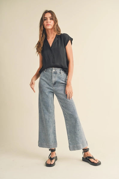 Palmer Button Down Top in Black