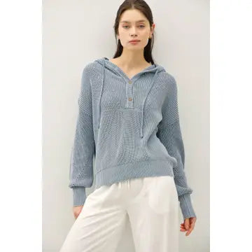 Harper Henley Hoodie in Slate