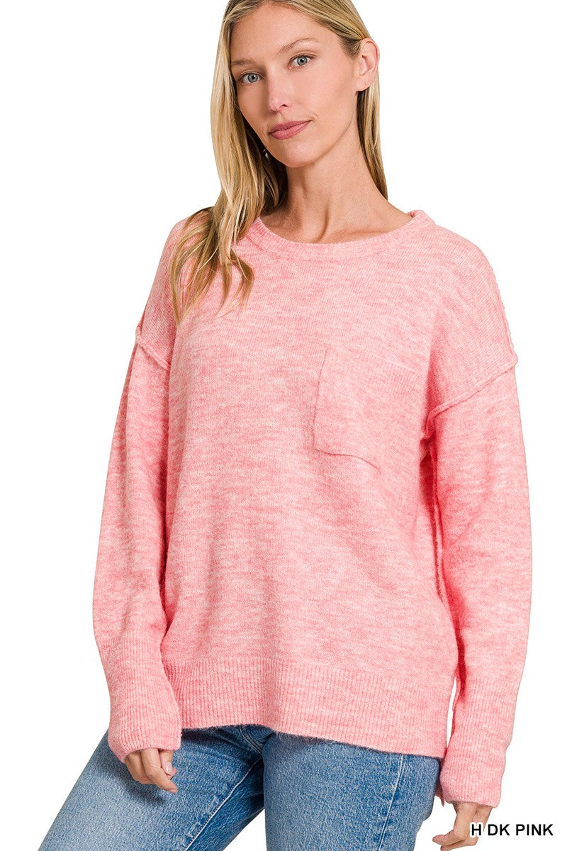 Milana Melange Lightweight Sweater in Pink