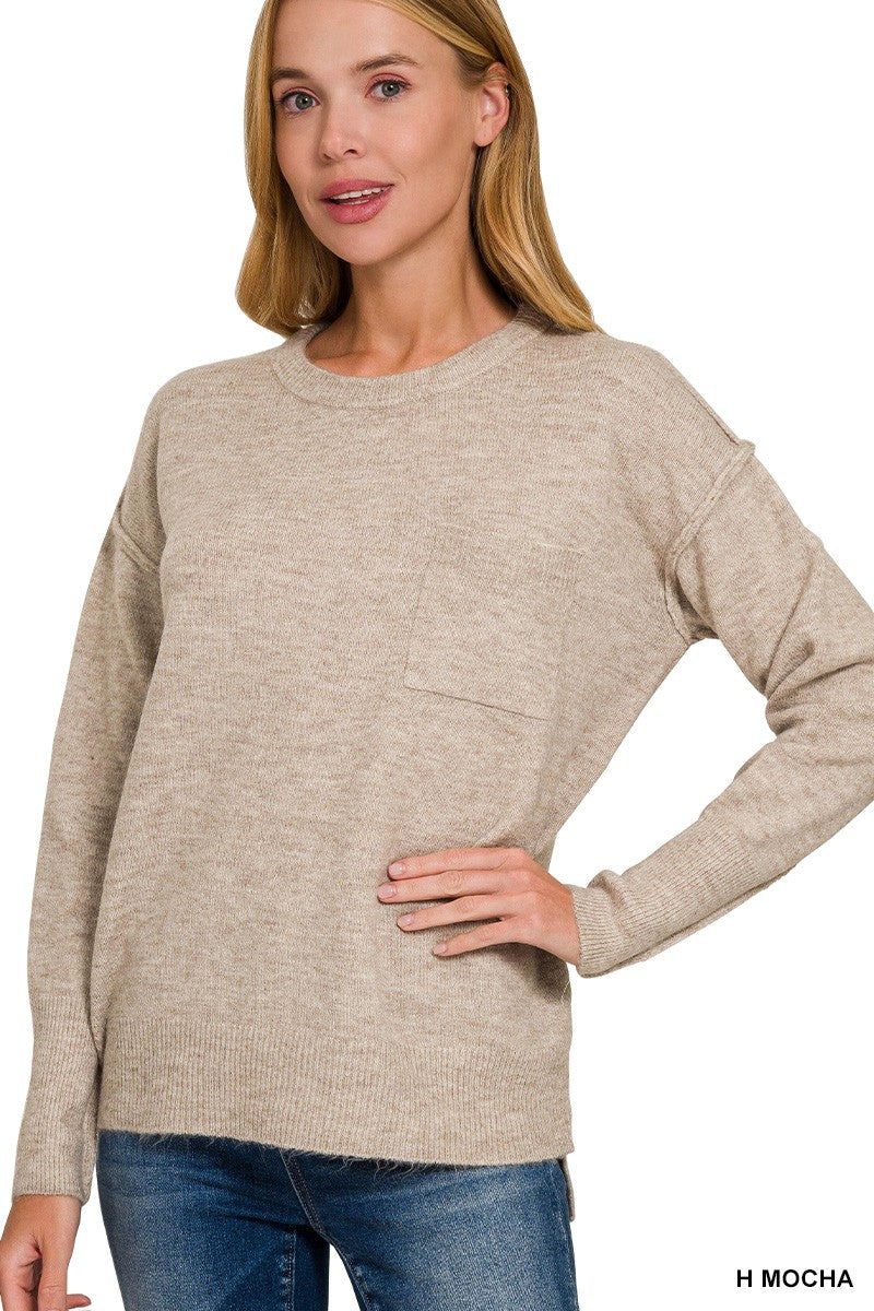 Milana Melange Lightweight Sweater in Mocha