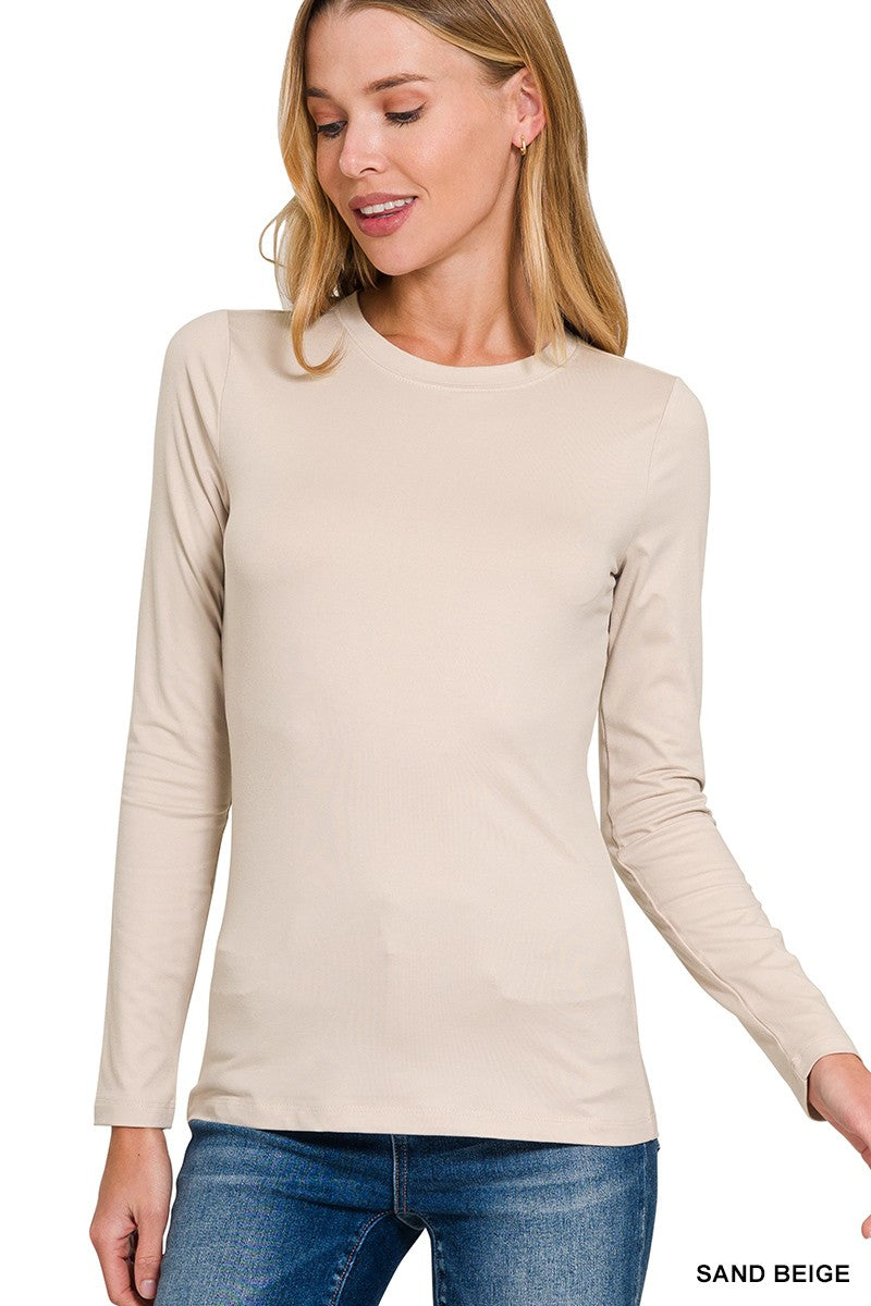 Butter Soft Long Sleeve Tee in Sand Beige