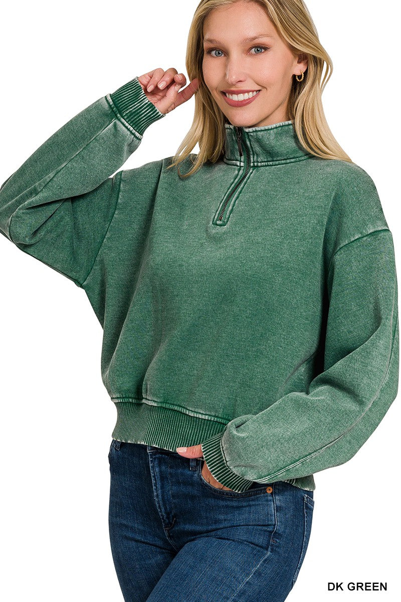 Brandi Boxy Pullover in Dark Green