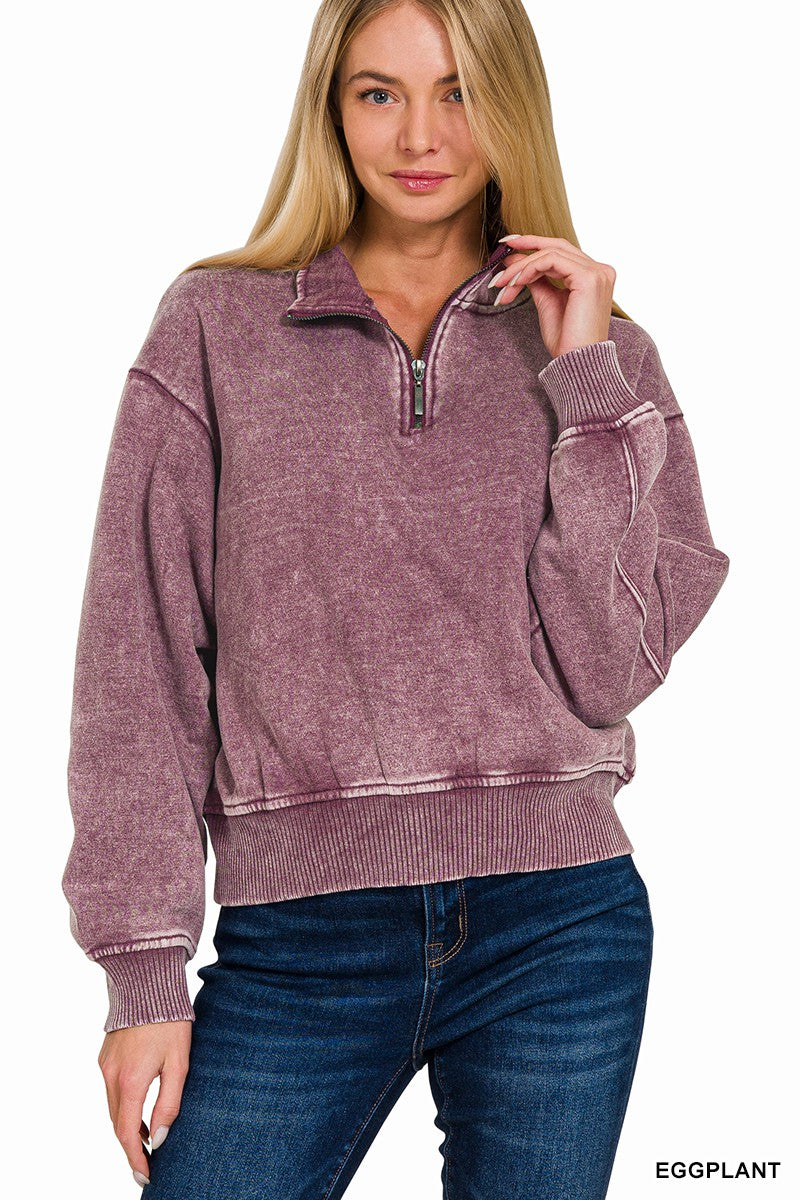 Brandi Boxy Pullover in Eggplant