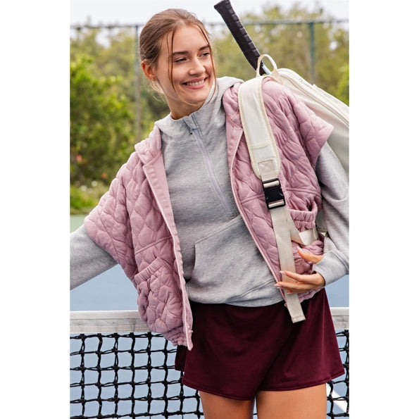 Quincy Hoodie Vest in Mauve