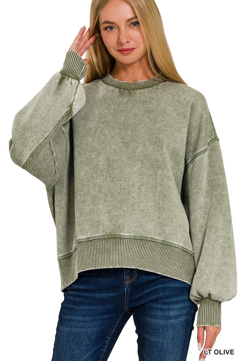 Ali Oversized Pullover in Light Olive