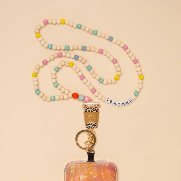 Leopard Coffee Cup Lanyard