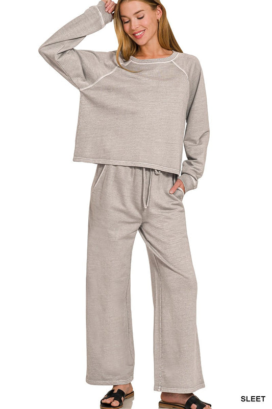 Millie Mineral Washed Set in Sleet