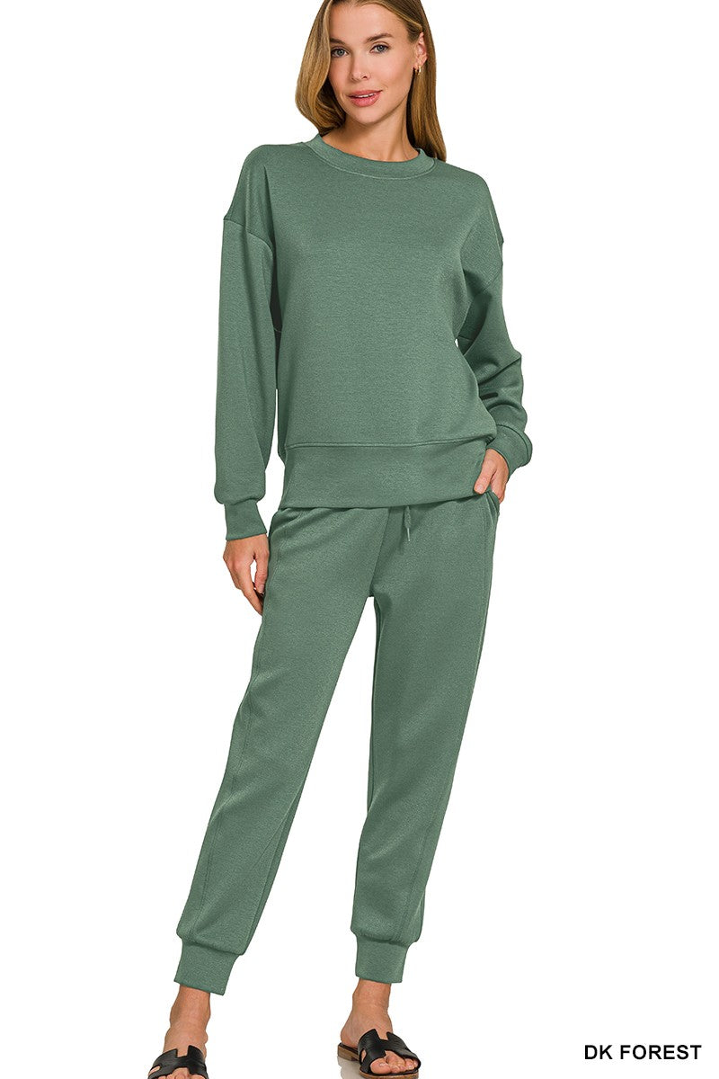 Scuba Crew neck Pullover Jogger SET In Dark Forest