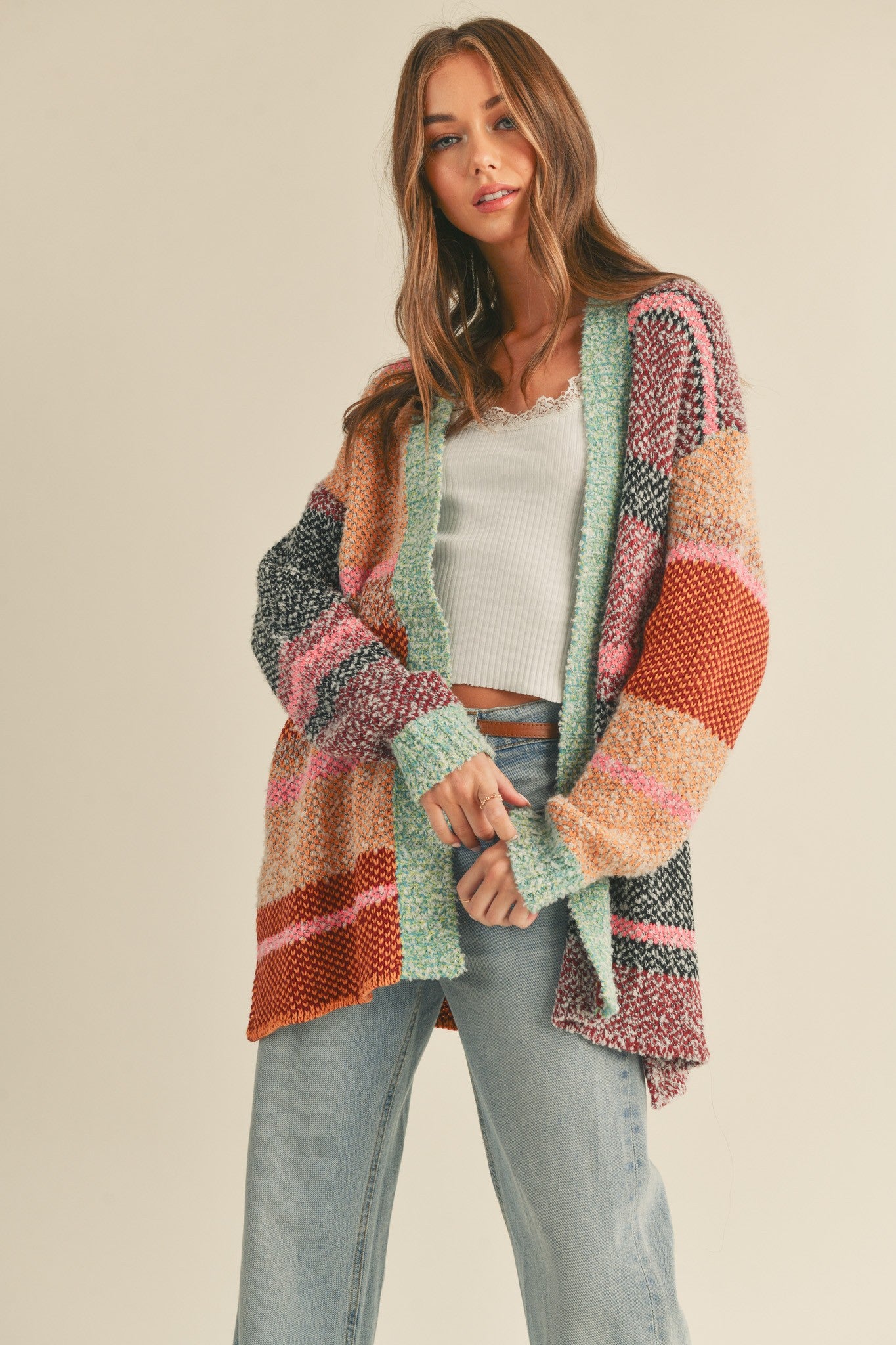 Olli Oversized Color Block Cardigan