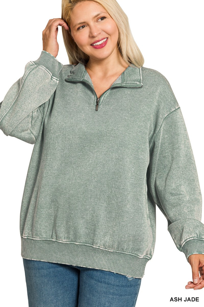 Curvy Audri Pullover in Ash Jade