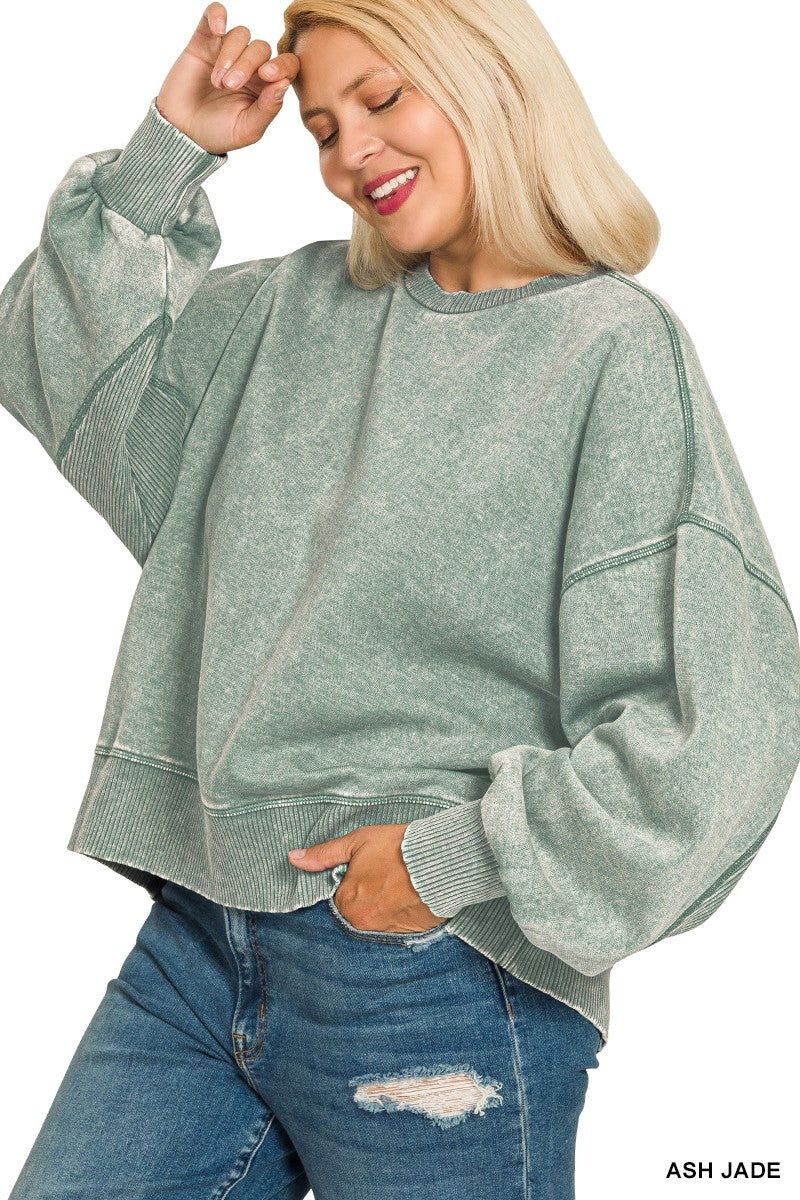 Curvy Ali Over sized Pullover in Ash Jade