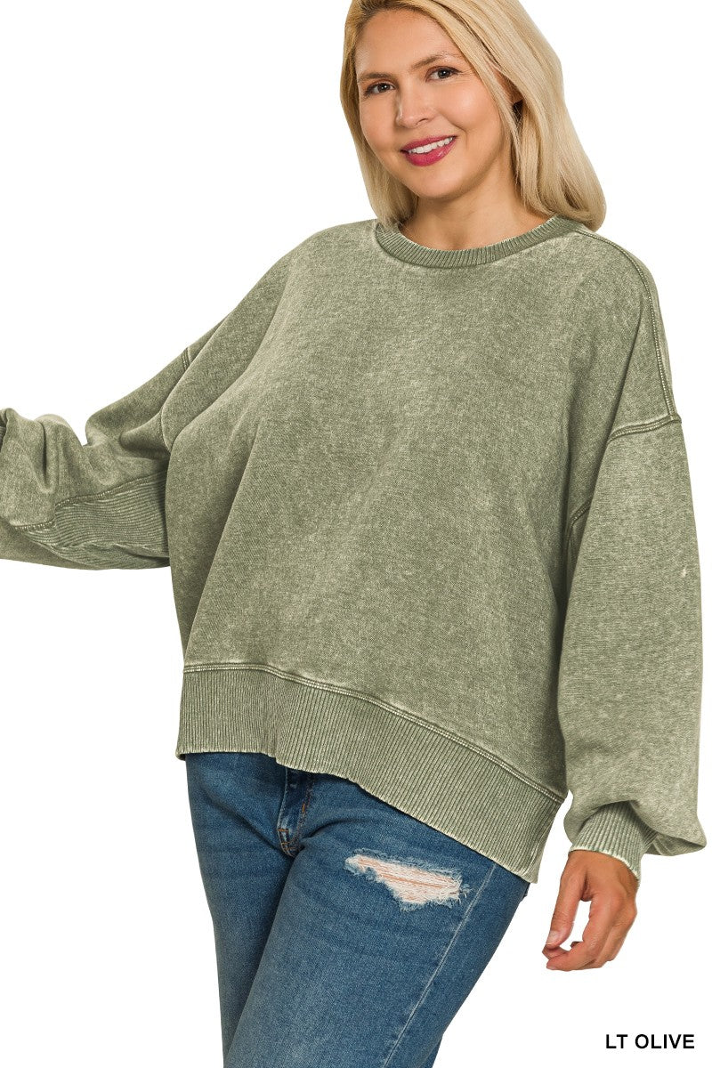 Curvy Ali Over sized Pullover in Light Olive