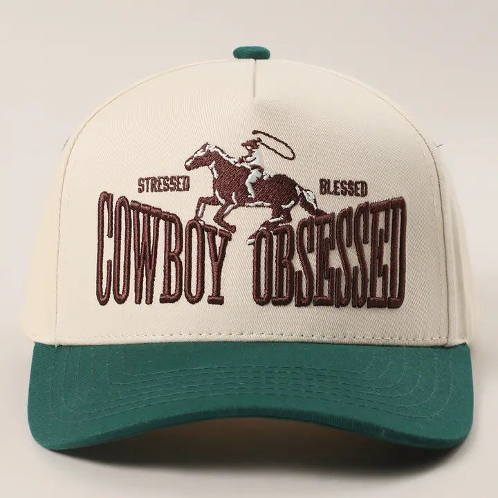 Cowboy Obsessed Trucker Hat in Green