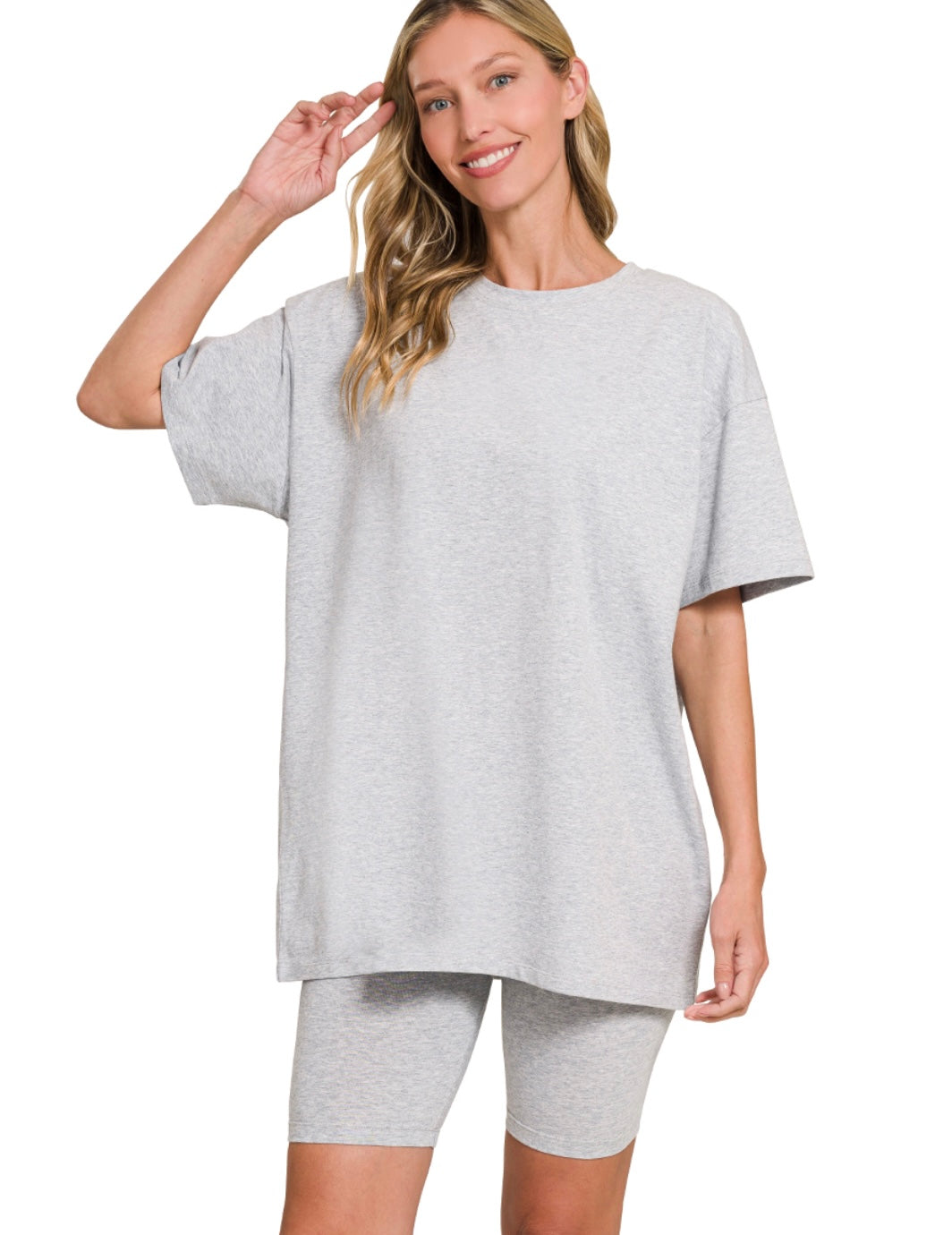 Abbi Oversized Matching Set in Heather Grey