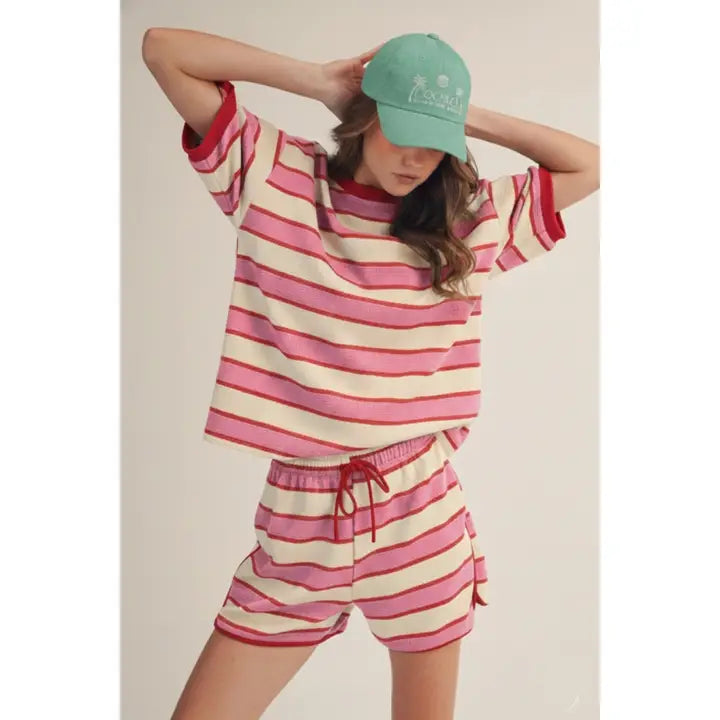 Kaylee Striped Top in Pink