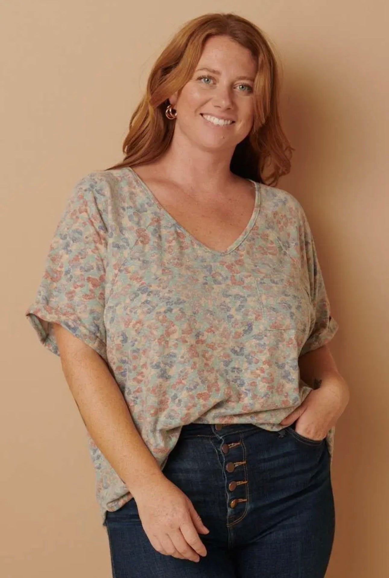 Curvy Leopard Print Top in Teal