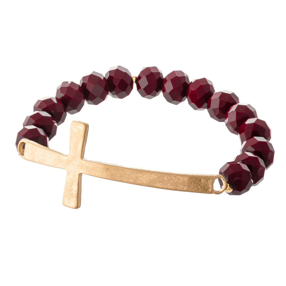 Cross Bracelet in Wine