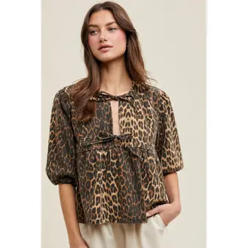 Leopard Denim Top