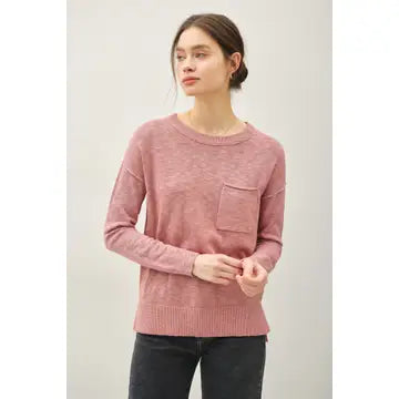 Blair Round Neck Sweater in Mauve