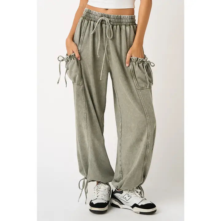 Cargo Drawstring Pant in Olive