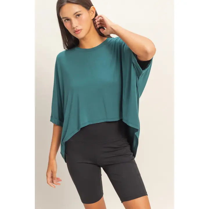True comfort High Low Top in Dark Teal