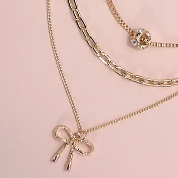 Pearl Bow Layered Necklace