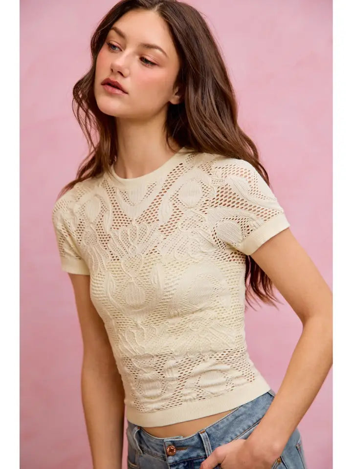 Gianna Floral Top in Off White