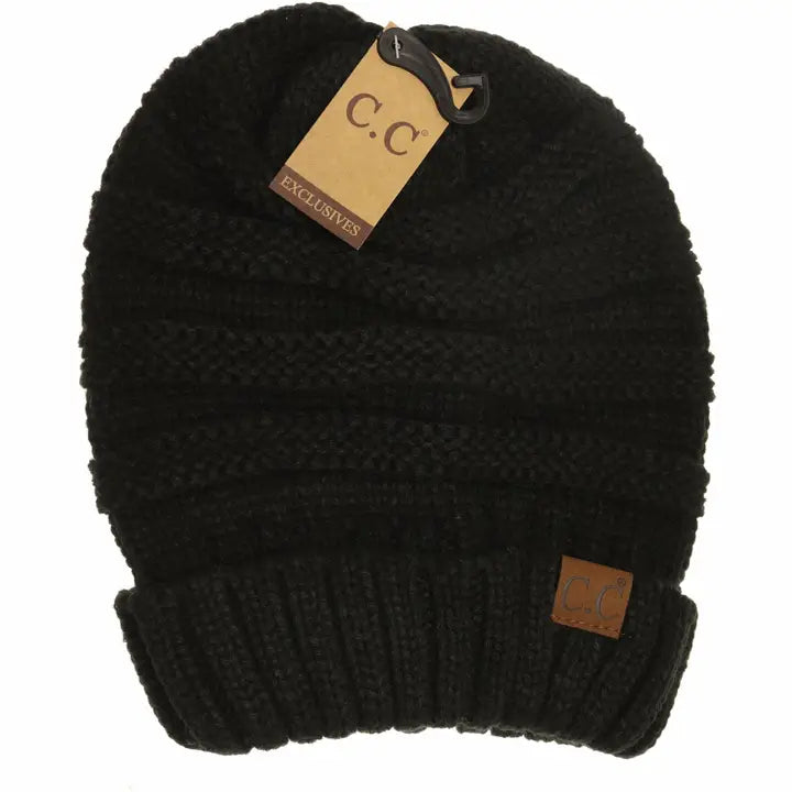 Slouchy Beanie Hat in Black