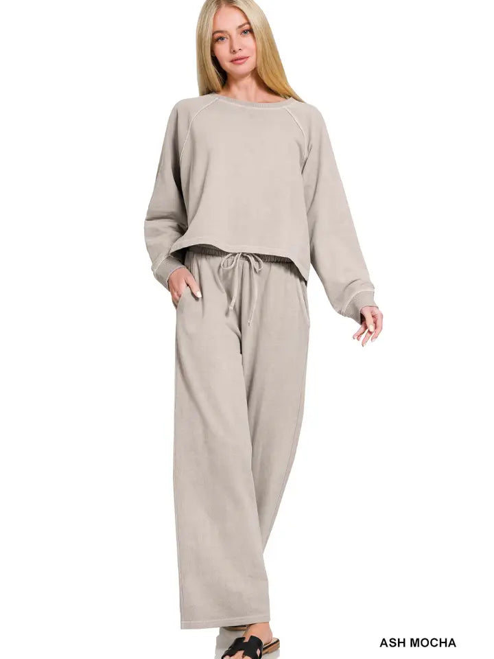 Millie Mineral Washed Set in Ash Mocha