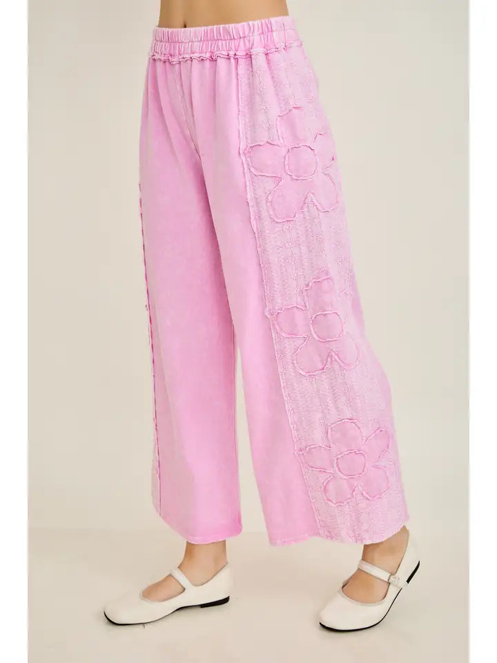 Poppy Flower Patch Pants in Pink
