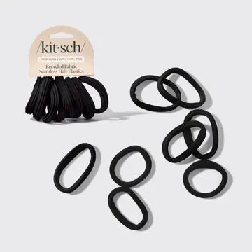 Kit-Sch Recycled Seamless Hair Elastics 8pc Set- Black