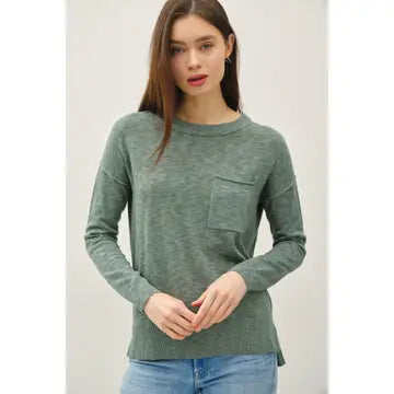 Blair Round Neck Sweater in Spruce