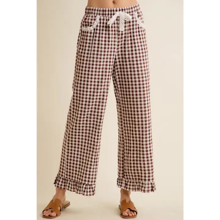 Reagan Gingham Ruffle Pants