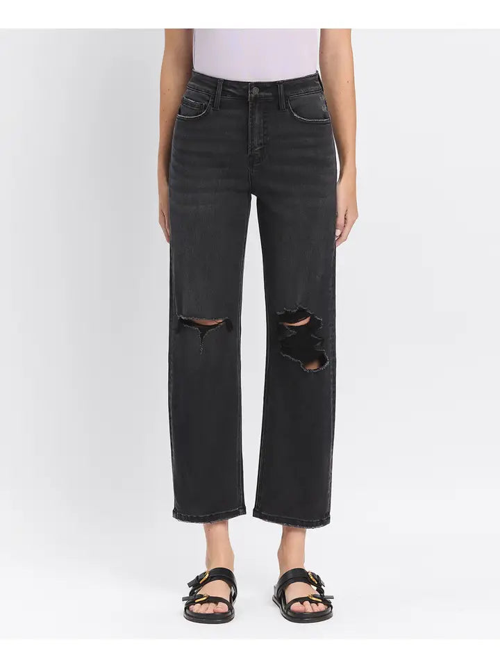 Vienna High Rise Distressed Barrel Jeans