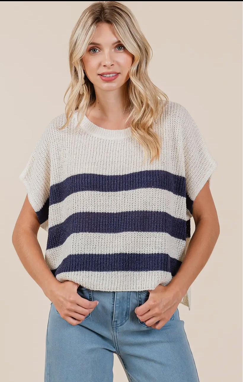 Bree Striped Sleeveless Sweater