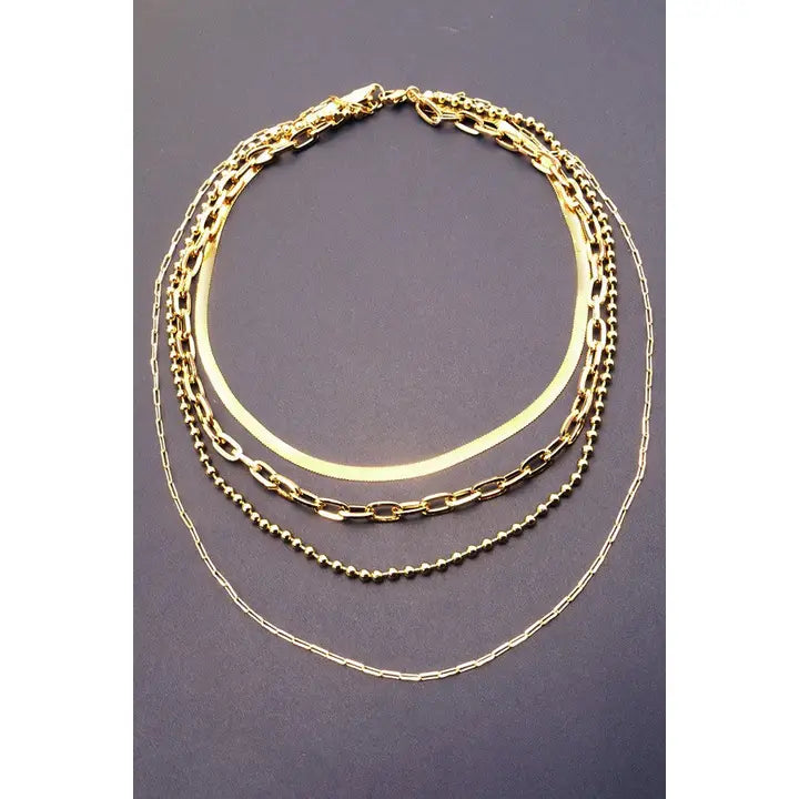 Elegant Mixed Chain Necklace in Gold