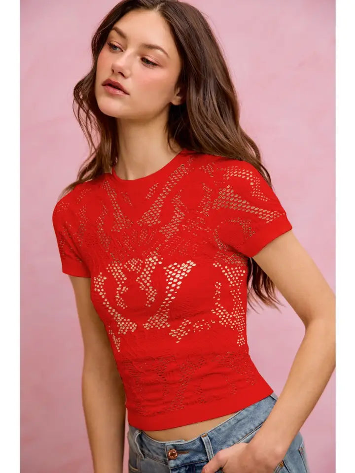 Gianna Floral Top in Red