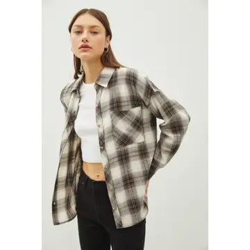 Hanlee Plaid Top in Charcoal
