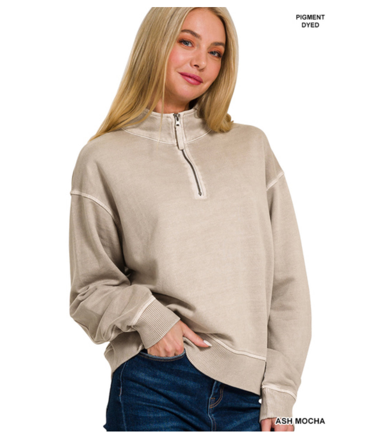 Emmie Pigment Dyed Pullover in Ash Mocha FINAL SALE